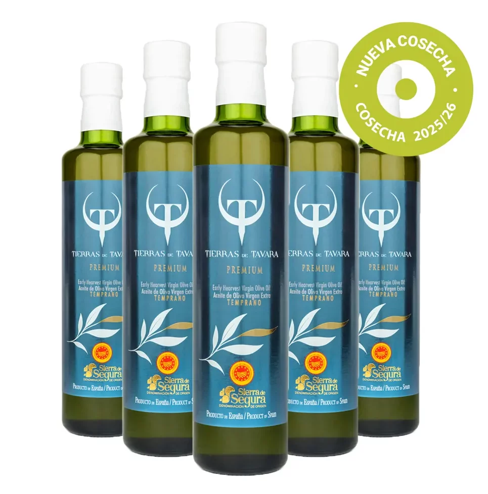 Caja de 6 botellas 500ml. Aceite de Oliva Virgen Extra Tierras de Tavara Premium 500ml (Temprano)