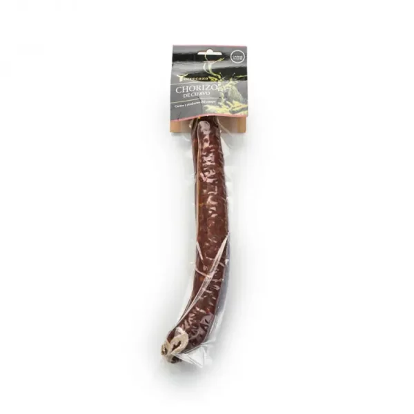 Embutidos elaborados con carne de caza de ciervo. Chorizo de carne de ciervo seleccionada 100% natural.