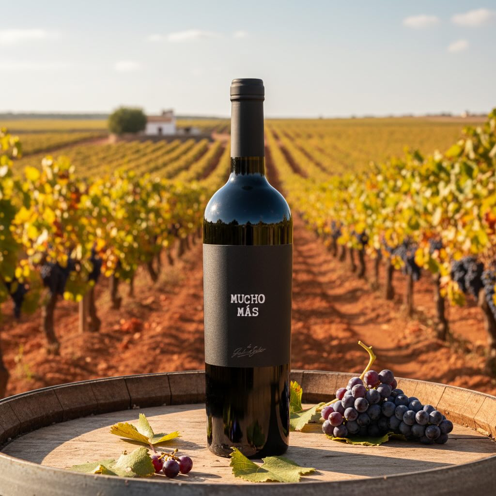 Mucho Más es un vino tinto español popular y asequible (aprox. 5-6€), elaborado por Félix Solís con Tempranillo, Garnacha y Syrah, destacado por su sabor afrutado, complejidad media y versatilidad. Con 14% vol. alcohol y crianza de 3-4 meses en roble, ofrece notas de frutas negras, vainilla y cacao, siendo ideal para tapas, carnes y quesos.